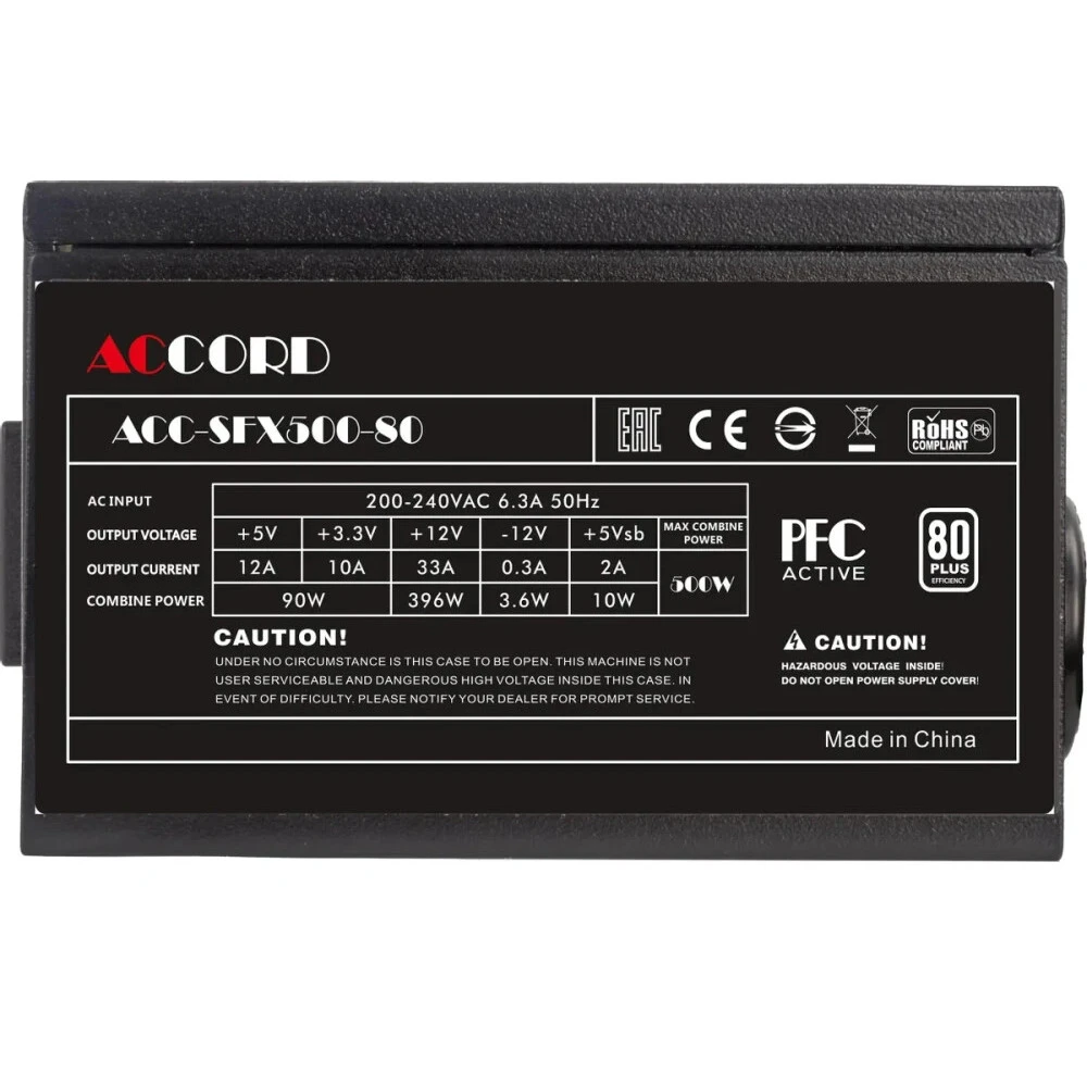 Блок питания Accord ACC-SFX500-80 500 Вт, 80+