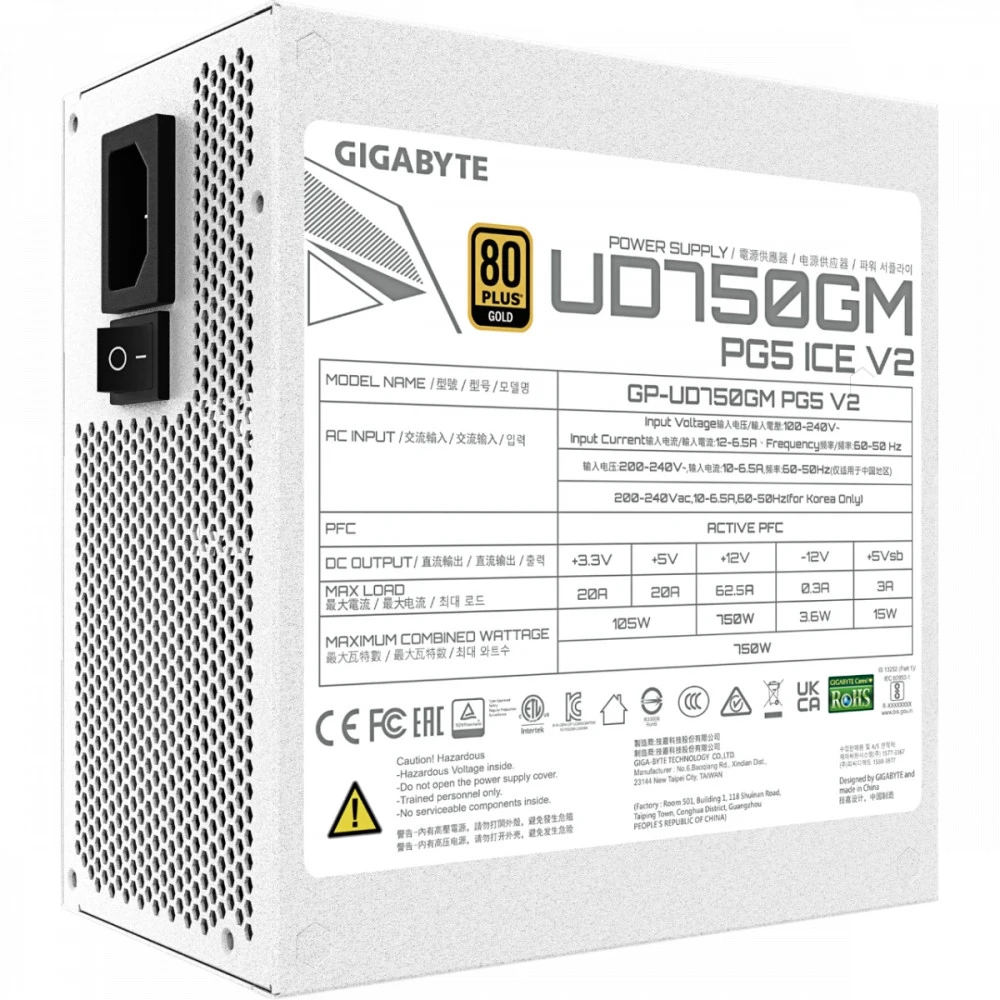 Блок питания Gigabyte GP-UD750GM PG5 ICE 750 Вт, 80+ Gold