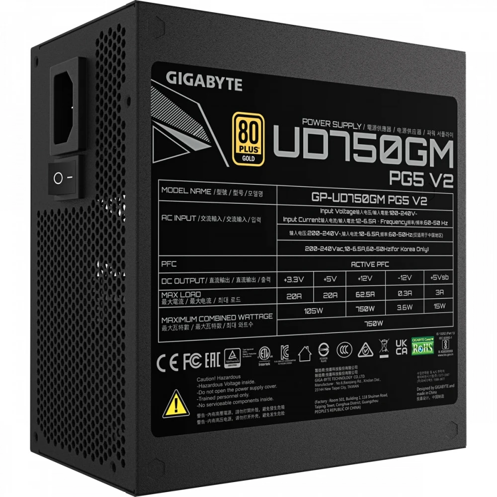 Блок питания Gigabyte GP-UD750GM PG5 V2 750 Вт, 80+ Gold