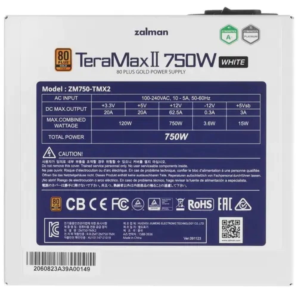 Блок питания Zalman TeraMax II 750W WHITE ZM750-TMX2 WH 750 Вт, 80+ Gold