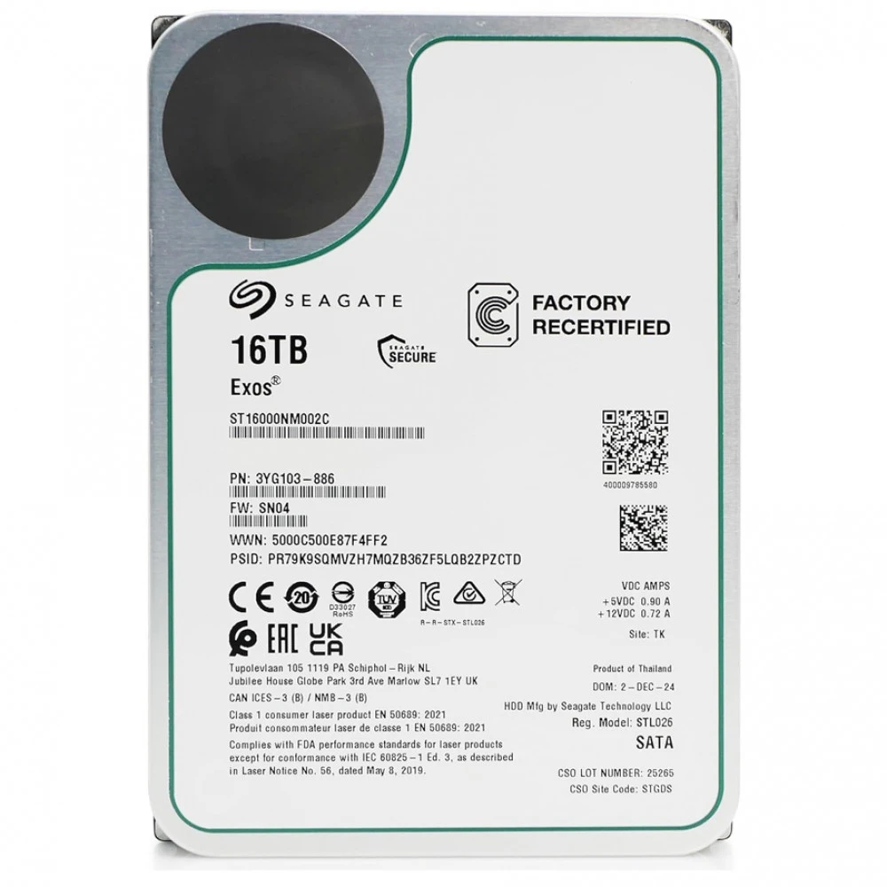 Серверный жесткий диск Seagate Exos X16 ST16000NM002C 3,5 LFF, 16 ТБ, SATA