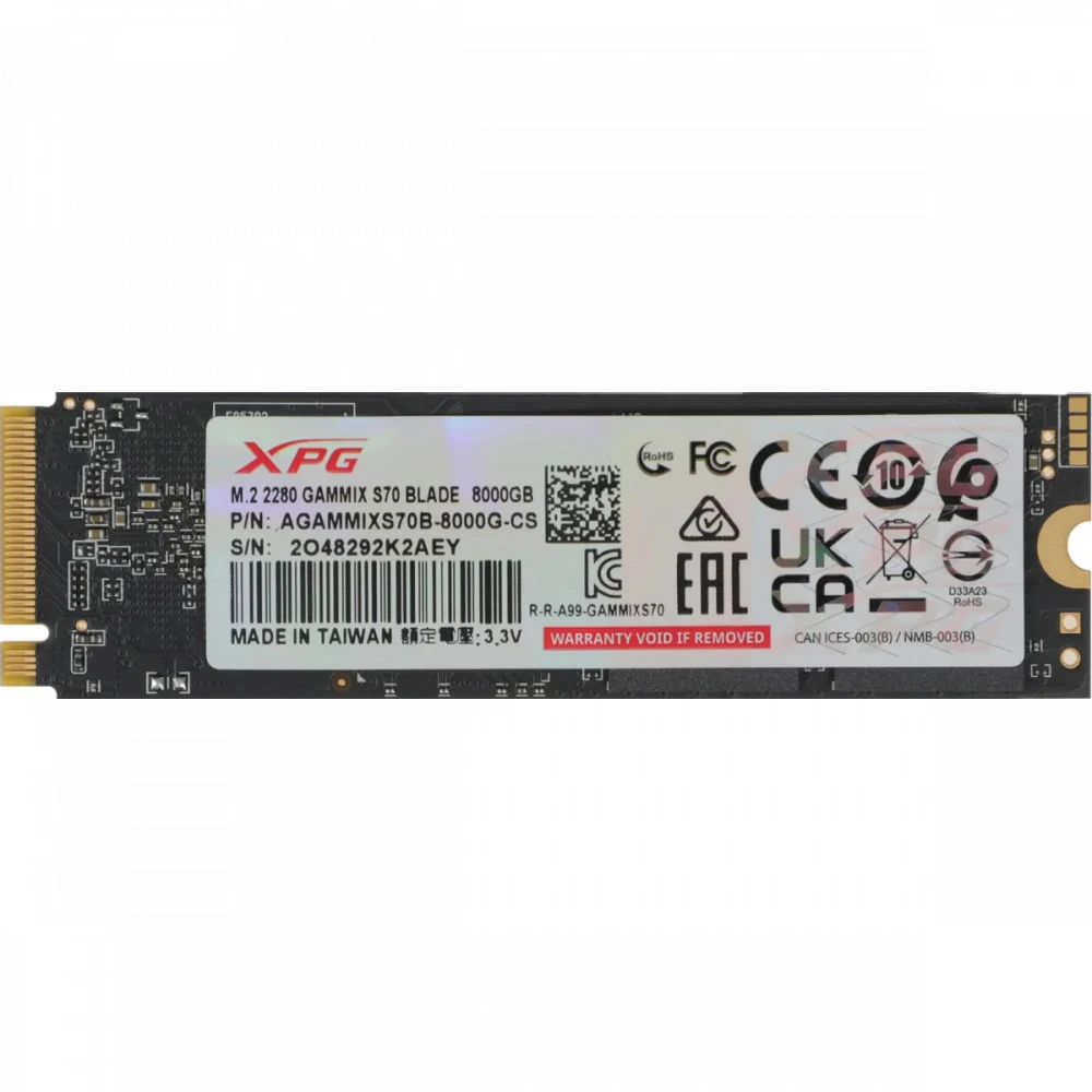 Жесткий диск ADATA AGAMMIXS70B-8000G 541325 SSD (твердотельные), 8 ТБ, M.2, PCIe