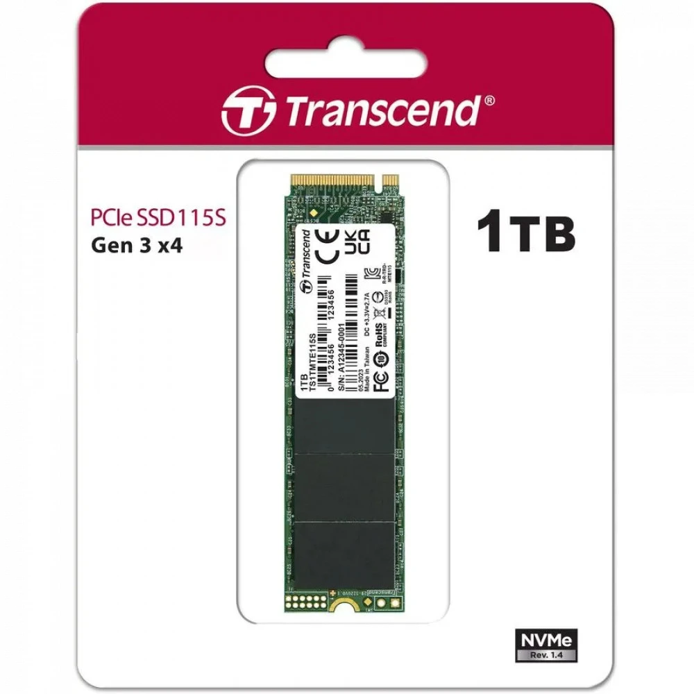 Жесткий диск Transcend MTE115S TS1TMTE115S SSD (твердотельные), 1 ТБ, M.2, PCIe