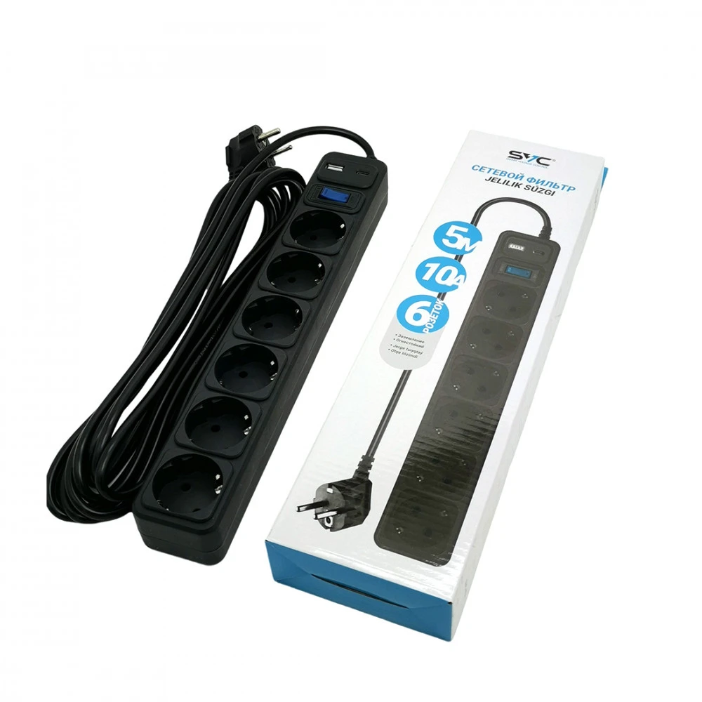 Сетевой фильтр SVC ZC6S-50M-USB/TypeC