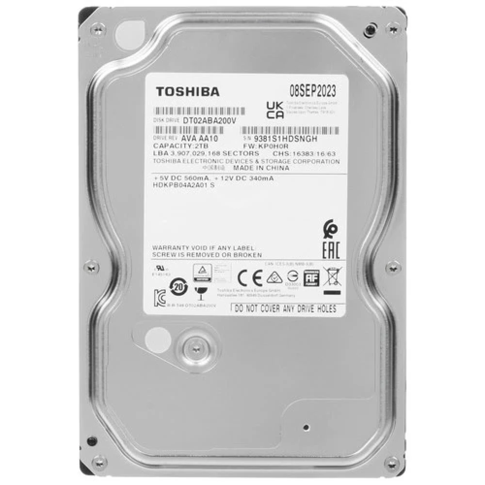Жесткий диск Toshiba DT02ABA200V HDD (классические), 2 ТБ, 3.5 дюйма, SATA
