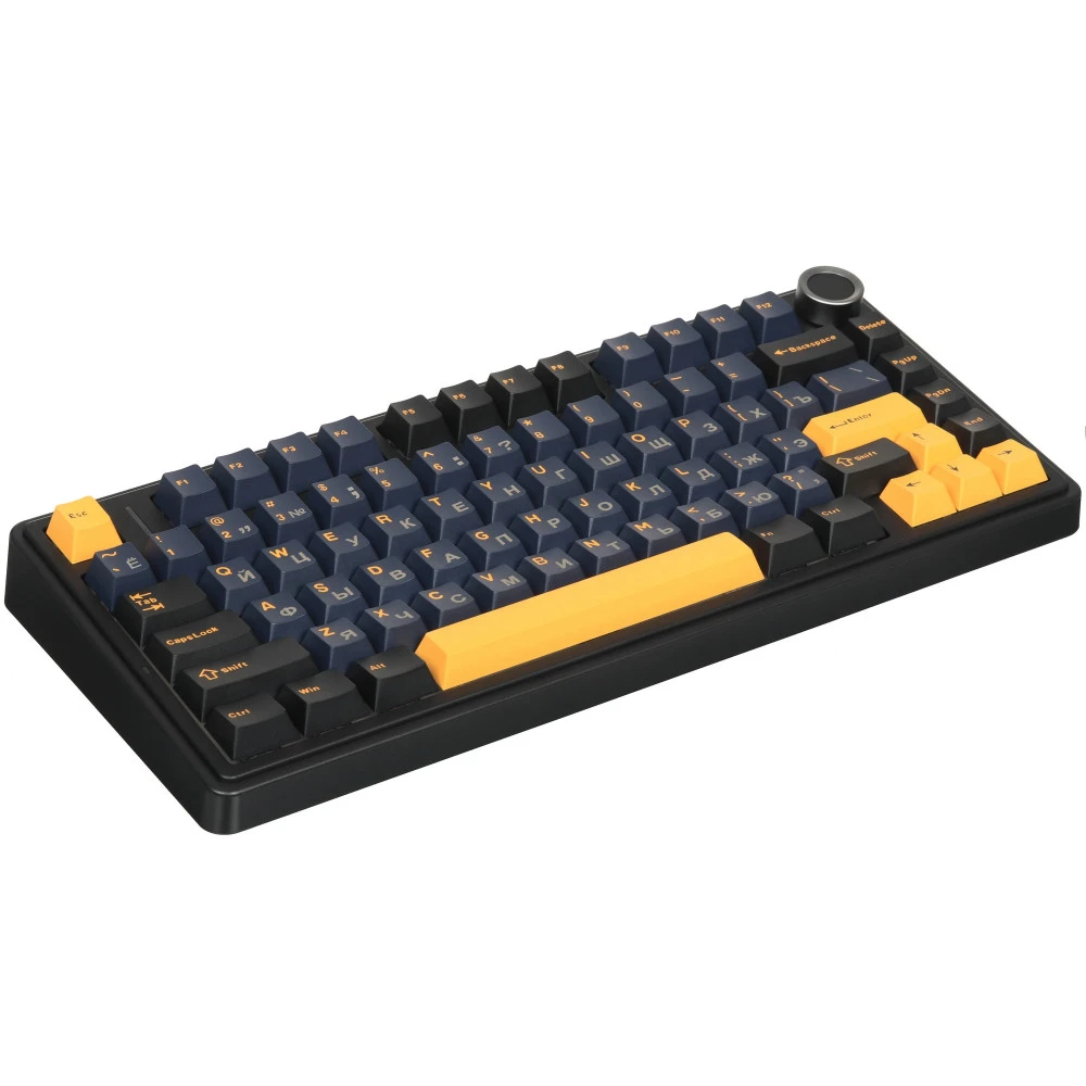 Клавиатура Aula F75, Thunder Black, Black+Dark Blue+Orange, Gray Wood V3 F75 Black+Dark Blue+Orang Беспроводная, Bluetooth