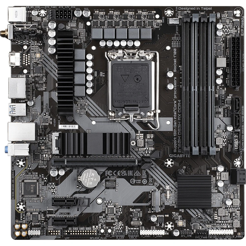 Материнская плата Gigabyte B760M DS3H AX DDR4 (R1.0/1.2) ATX, LGA 1700