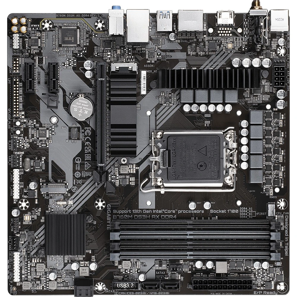 Материнская плата Gigabyte B760M DS3H AX DDR4 (R1.0/1.2) ATX, LGA 1700