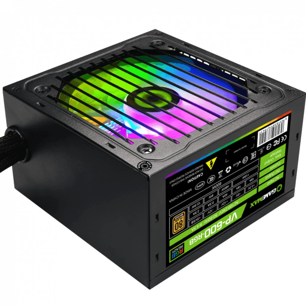 Блок питания GameMax VP-600-RGB 600 Вт, 80+ Bronze