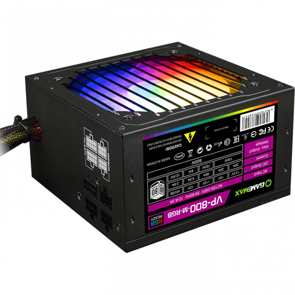 Блок питания GameMax VP-800-RGB MODULAR 800 Вт, 80+