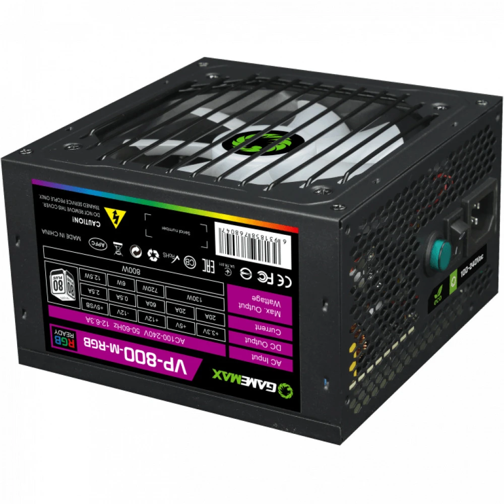 Блок питания GameMax VP-800-RGB MODULAR 800 Вт, 80+