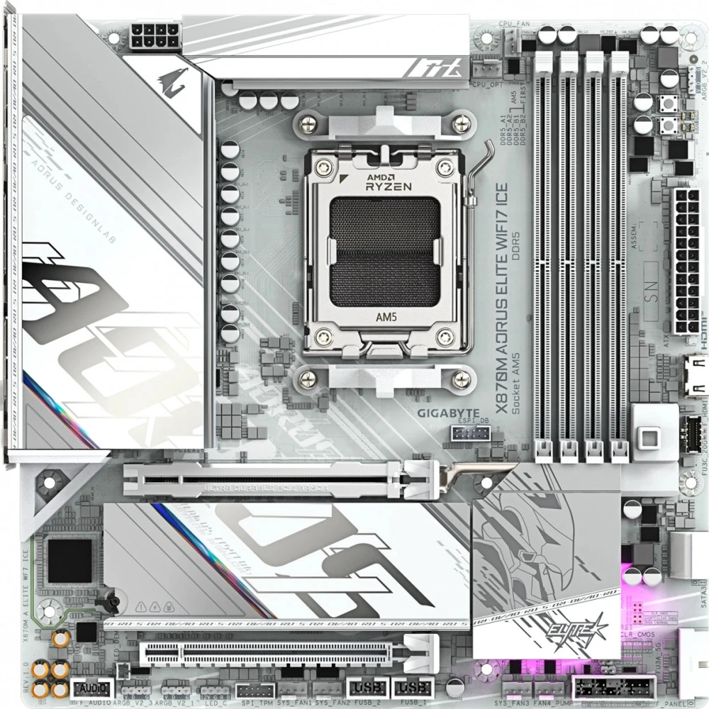 Материнская плата Gigabyte X870M A ELITE WF7 ICE Micro-ATX, AMD AM5