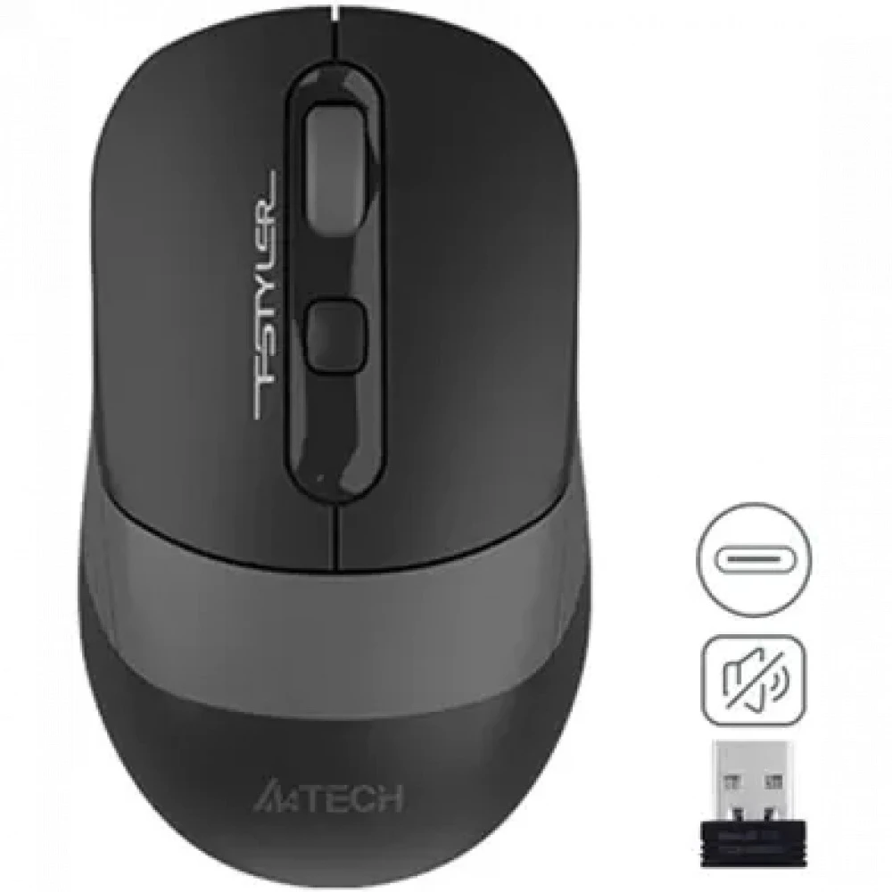 Мышь A4Tech FG10CS AIR STONE FG10CS AIR STONE GREY Бюджетные, Беспроводная
