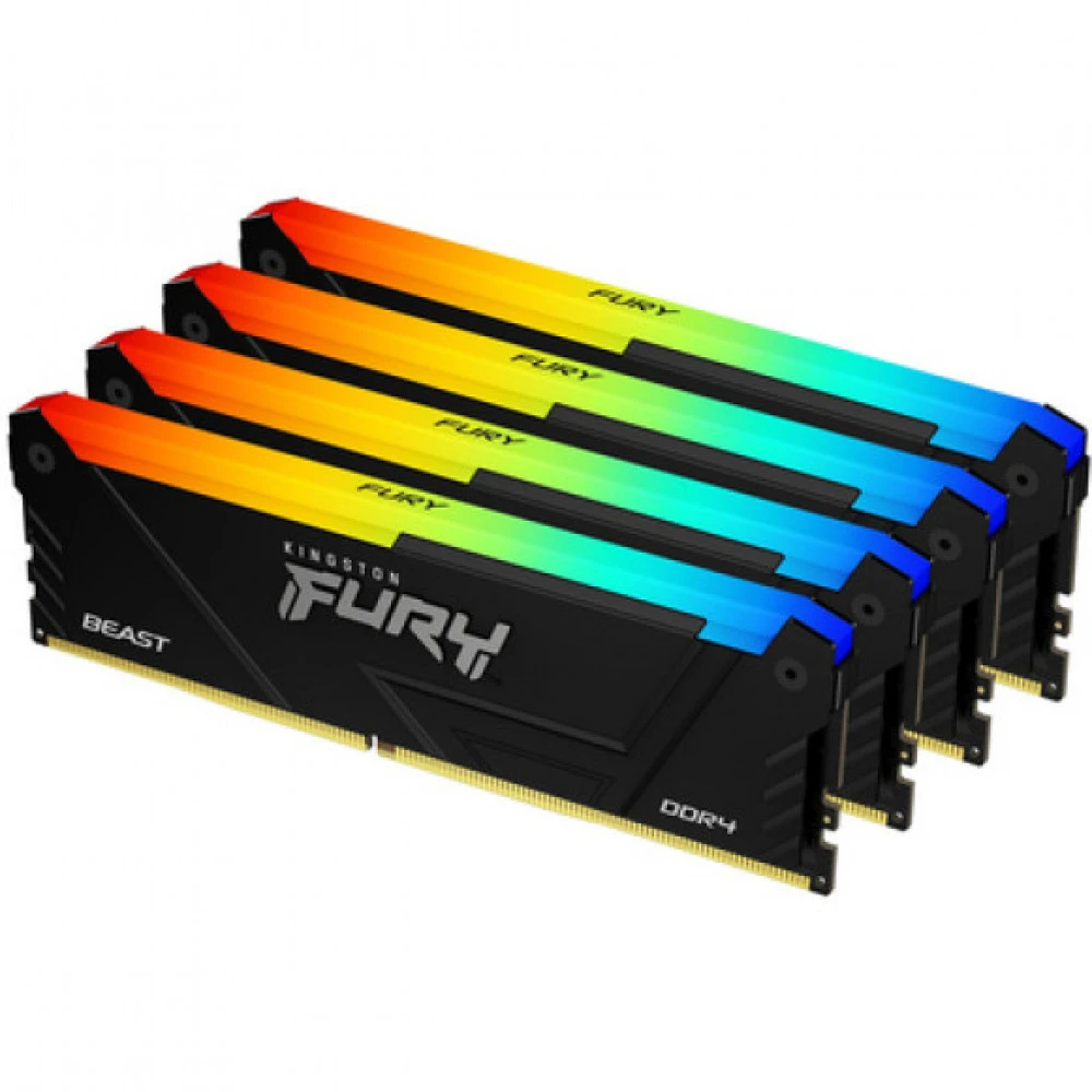 ОЗУ Kingston FURY Beast RGB KF432C16BB12AK4/64 DIMM, DDR4, 64 Гб (4 х 16 Гб), 3200 МГц
