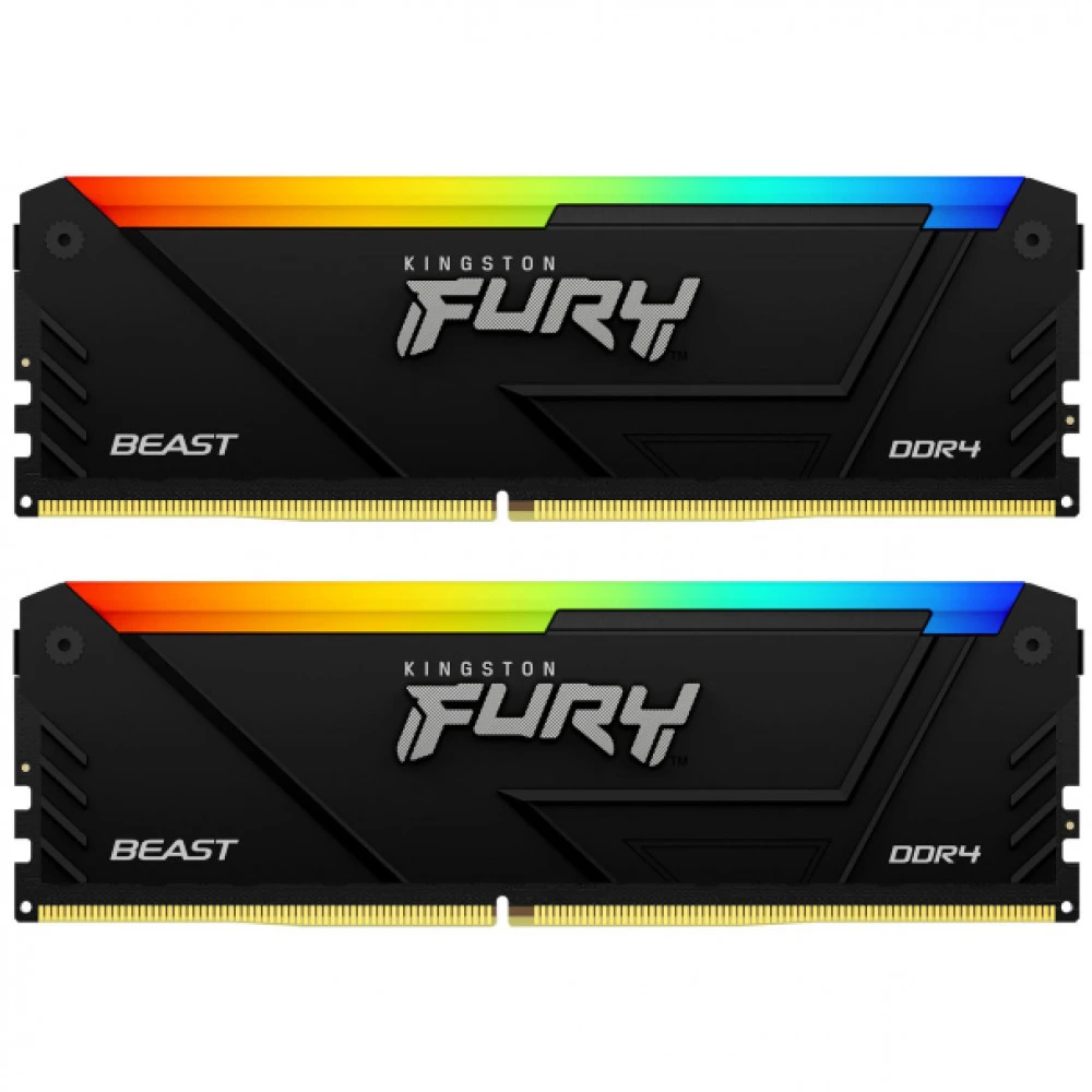 ОЗУ Kingston Fury Beast RGB KF436C18BB2AK2/32 DIMM, DDR4, 32 Гб (2 х 16 Гб), 3600 МГц