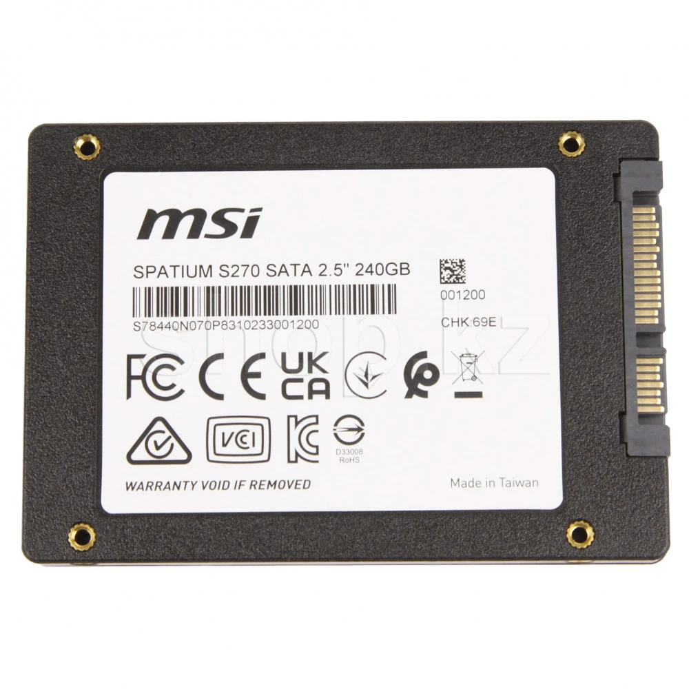 Жесткий диск MSI SPATIUM S270 S270 SATA 2.5" 240GB SSD (твердотельные), 240 ГБ, 2.5 дюйма, SATA