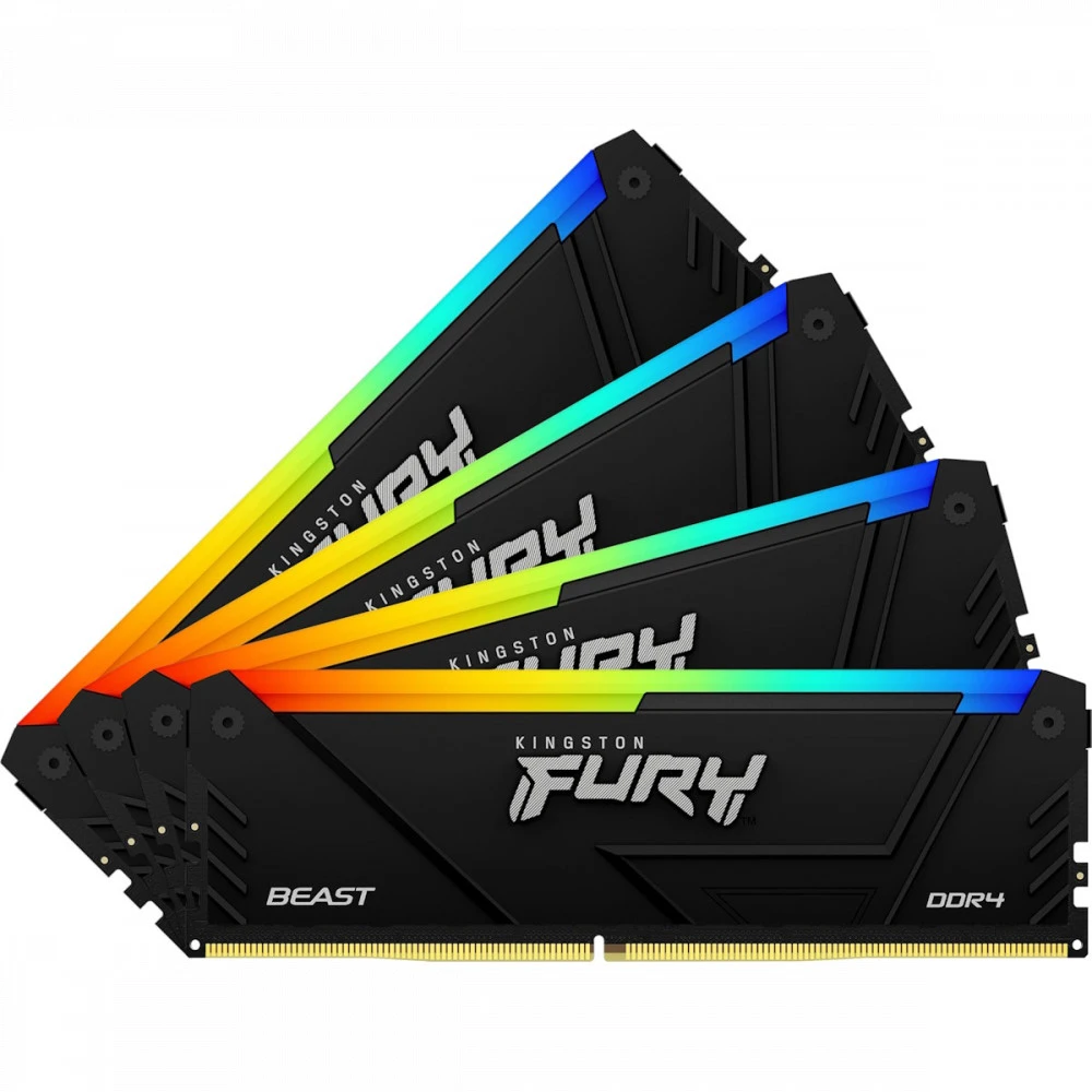 ОЗУ Kingston FURY Beast RGB KF432C16BB2AK4/128 DIMM, DDR4, 128 Гб (4 х 32 Гб), 3200 МГц