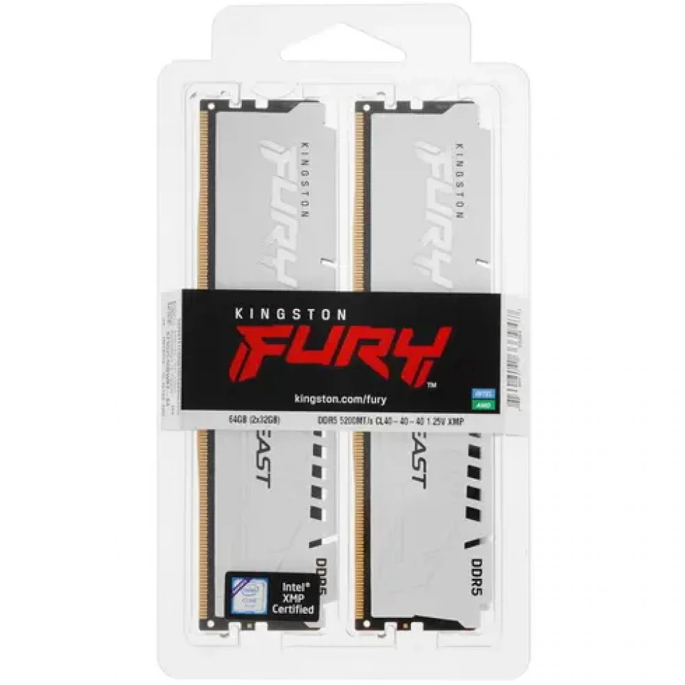ОЗУ Kingston Fury Beast KF552C40BWK2-64 DIMM, DDR5, 64 Гб (2 х 32 Гб), 5200 МГц