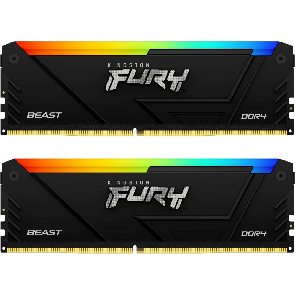 ОЗУ Kingston Fury Beast RGB KF436C18BB2AK2/64 DIMM, DDR4, 64 Гб (2 х 32 Гб), 3600 МГц