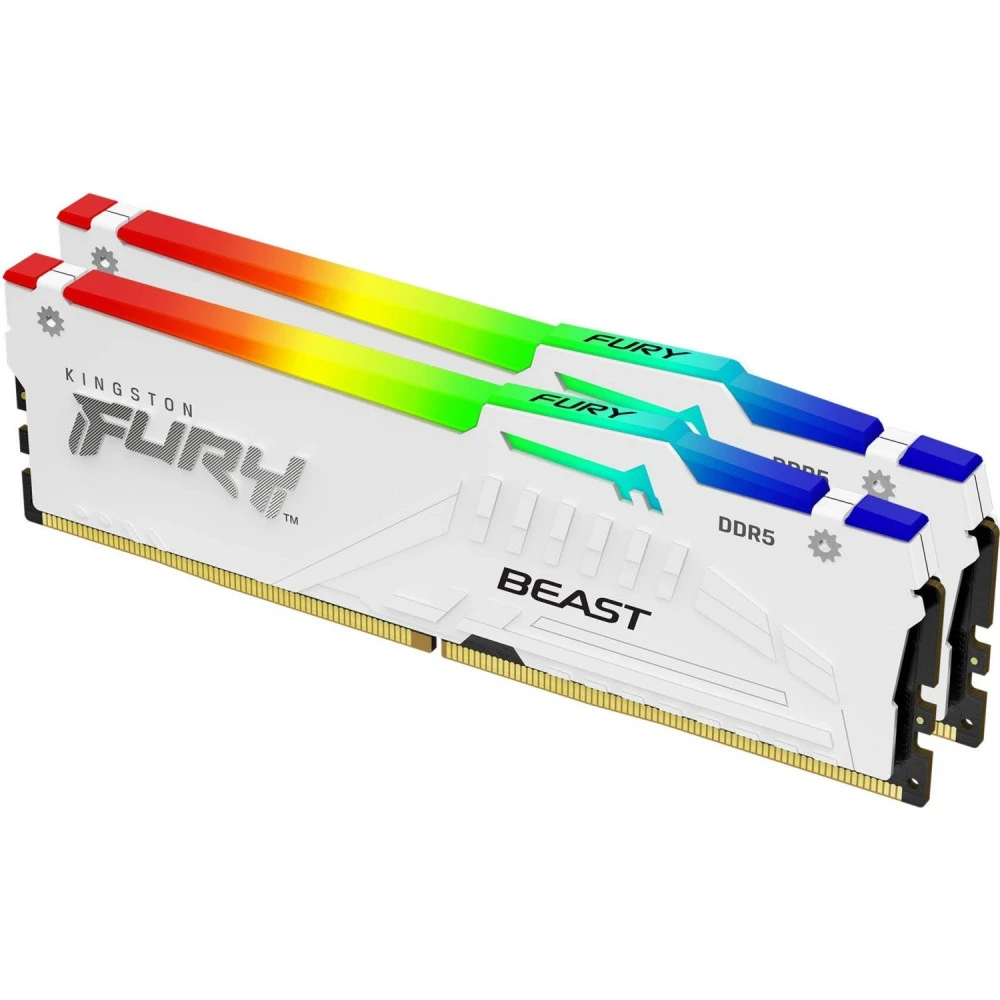 ОЗУ Kingston Fury Beast RGB White KF560C36BWEAK2-32 DIMM, DDR5, 32 Гб (2 х 16 Гб), 6000 МГц