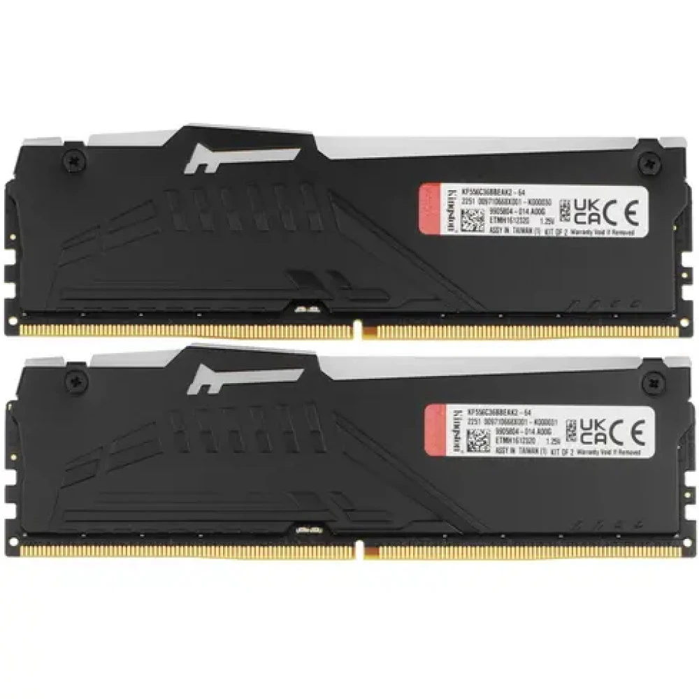 ОЗУ Kingston Fury Beast RGB KF556C36BBEAK2-64 DIMM, DDR5, 64 Гб (2 х 32 Гб), 5600 МГц