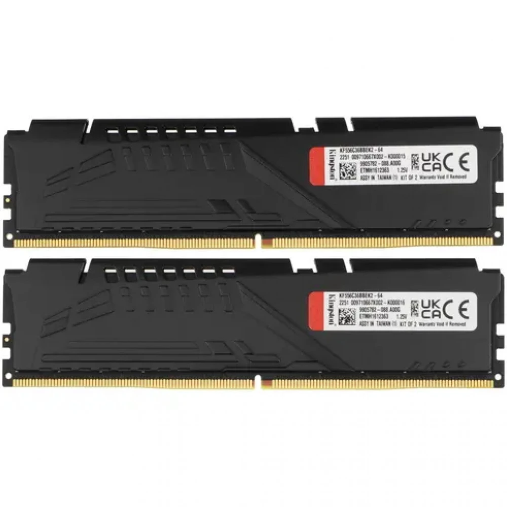 ОЗУ Kingston Fury Beast KF556C36BBEK2-64 DIMM, DDR5, 64 Гб (2 х 32 Гб), 5600 МГц