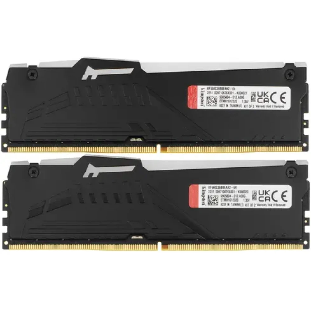 ОЗУ Kingston Fury Beast RGB KF560C36BBEAK2-64 DIMM, DDR5, 64 Гб (2 х 32 Гб), 6000 МГц