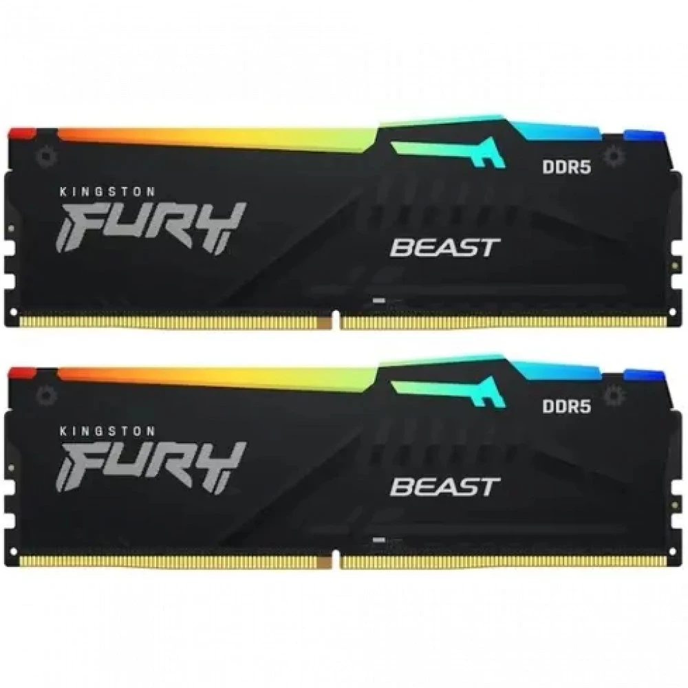ОЗУ Kingston Fury Beast RGB KF560C36BBEAK2-64 DIMM, DDR5, 64 Гб (2 х 32 Гб), 6000 МГц