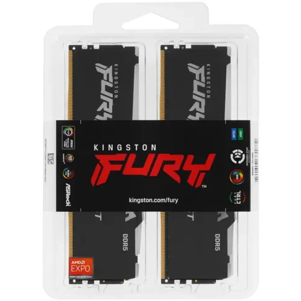 ОЗУ Kingston Fury Beast RGB KF560C36BBEAK2-64 DIMM, DDR5, 64 Гб (2 х 32 Гб), 6000 МГц