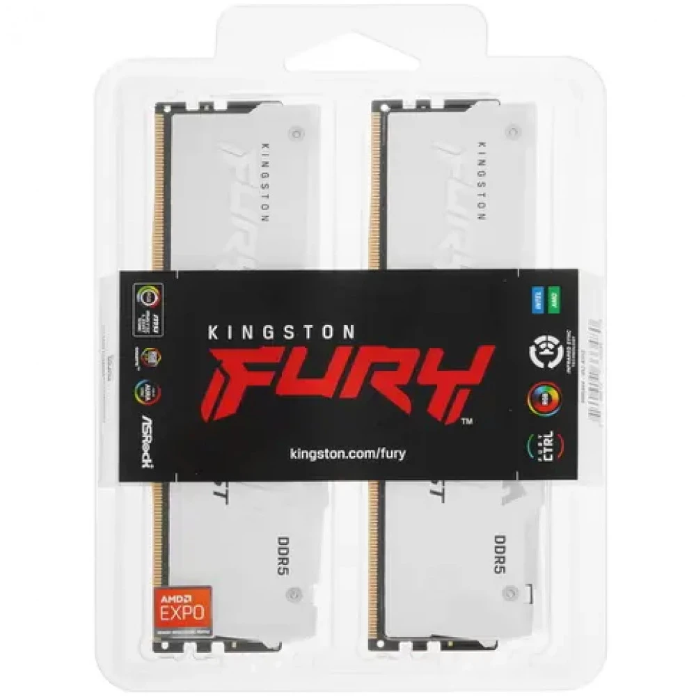 ОЗУ Kingston Fury Beast White KF560C36BWEAK2-64 DIMM, DDR5, 64 Гб (2 х 32 Гб), 6000 МГц