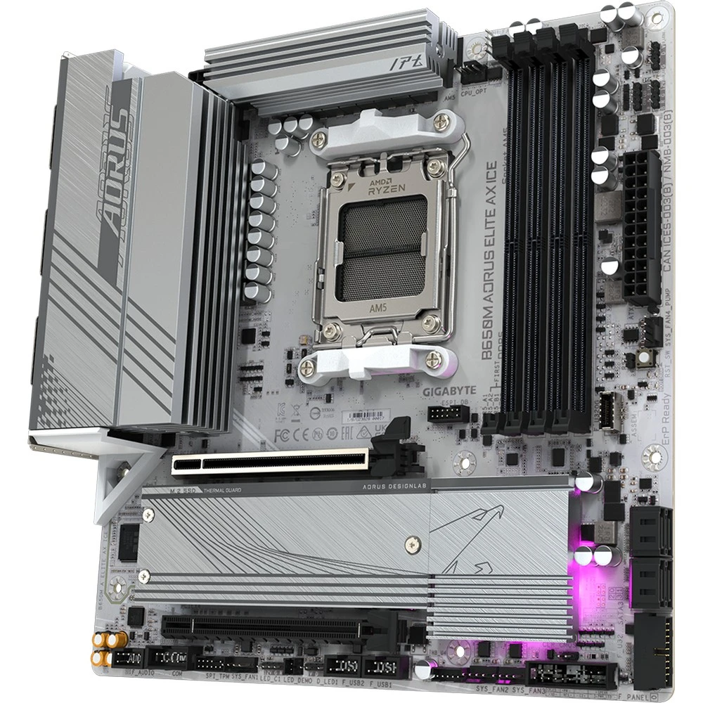 Материнская плата Gigabyte B650M Aorus Elite AX ICE B650M AORUS ELITE AX ICE R1.0 Micro-ATX, AMD AM5
