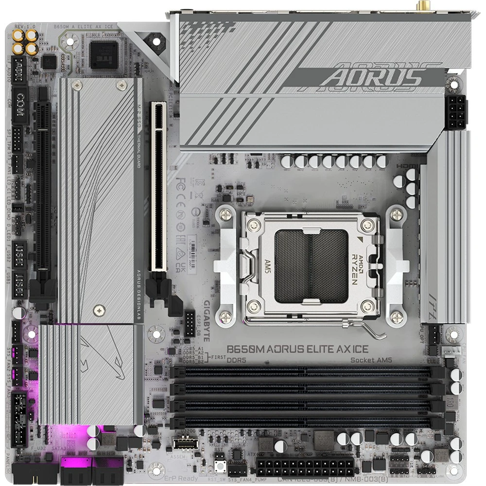 Материнская плата Gigabyte B650M Aorus Elite AX ICE B650M AORUS ELITE AX ICE R1.0 Micro-ATX, AMD AM5