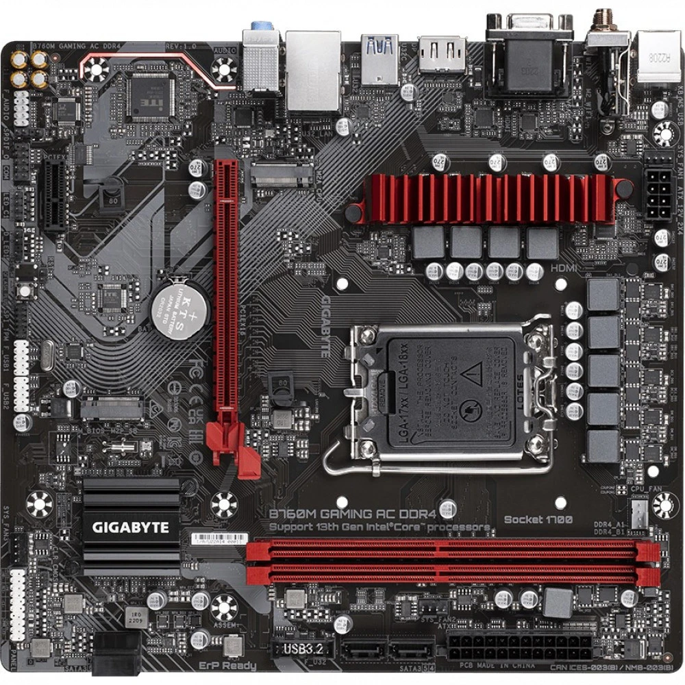 Материнская плата Gigabyte B760M Gaming AC DDR4 B760M GAMING AC DDR4 (REV1.1) Micro-ATX, LGA 1700