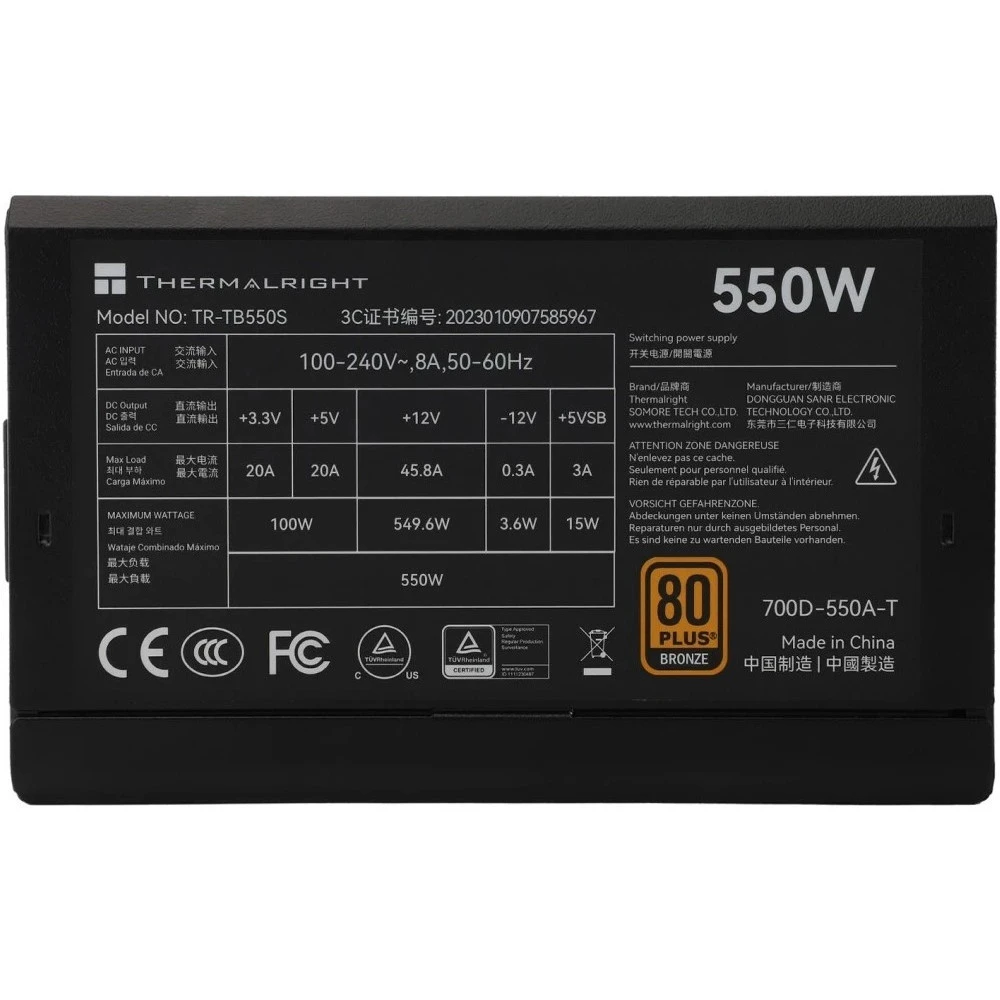 Блок питания Thermalright TR-TB550S 550 Вт, 80+ Bronze
