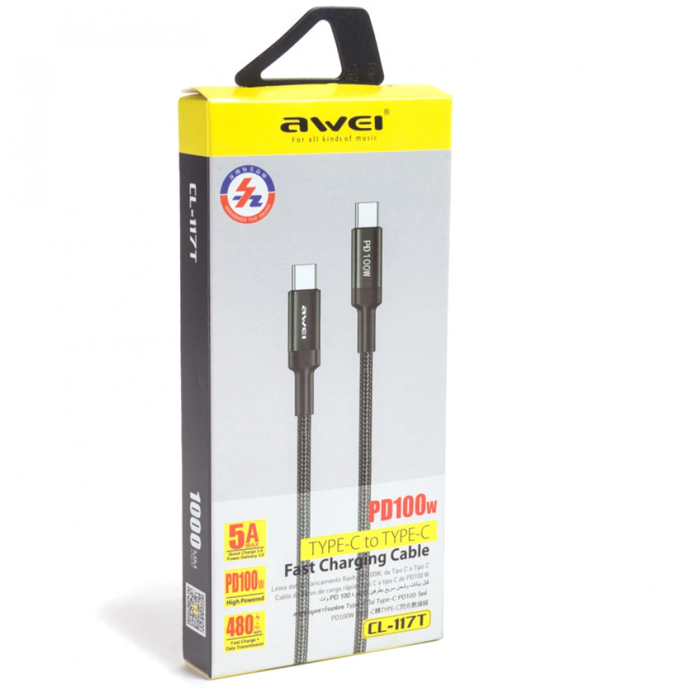 Кабель интерфейсный AWEI CL-117T USB Type C - USB Type C