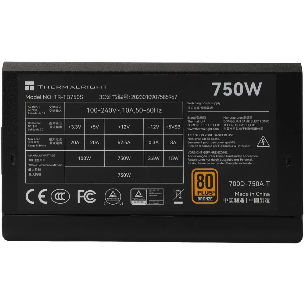 Блок питания Thermalright TR-TB750S 750 Вт, 80+ Bronze