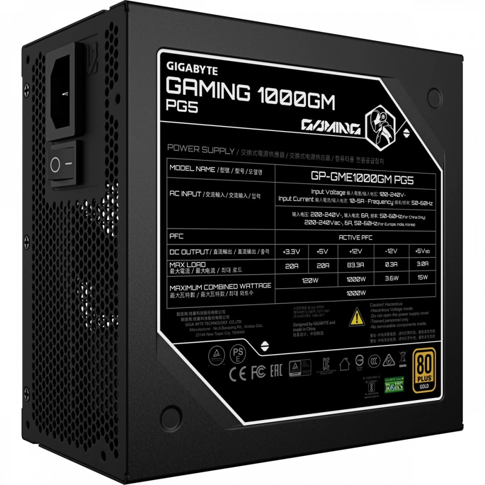 Блок питания Gigabyte GP-GME1000GM PG5/PSU 1000W 1000 Вт, 80+ Gold