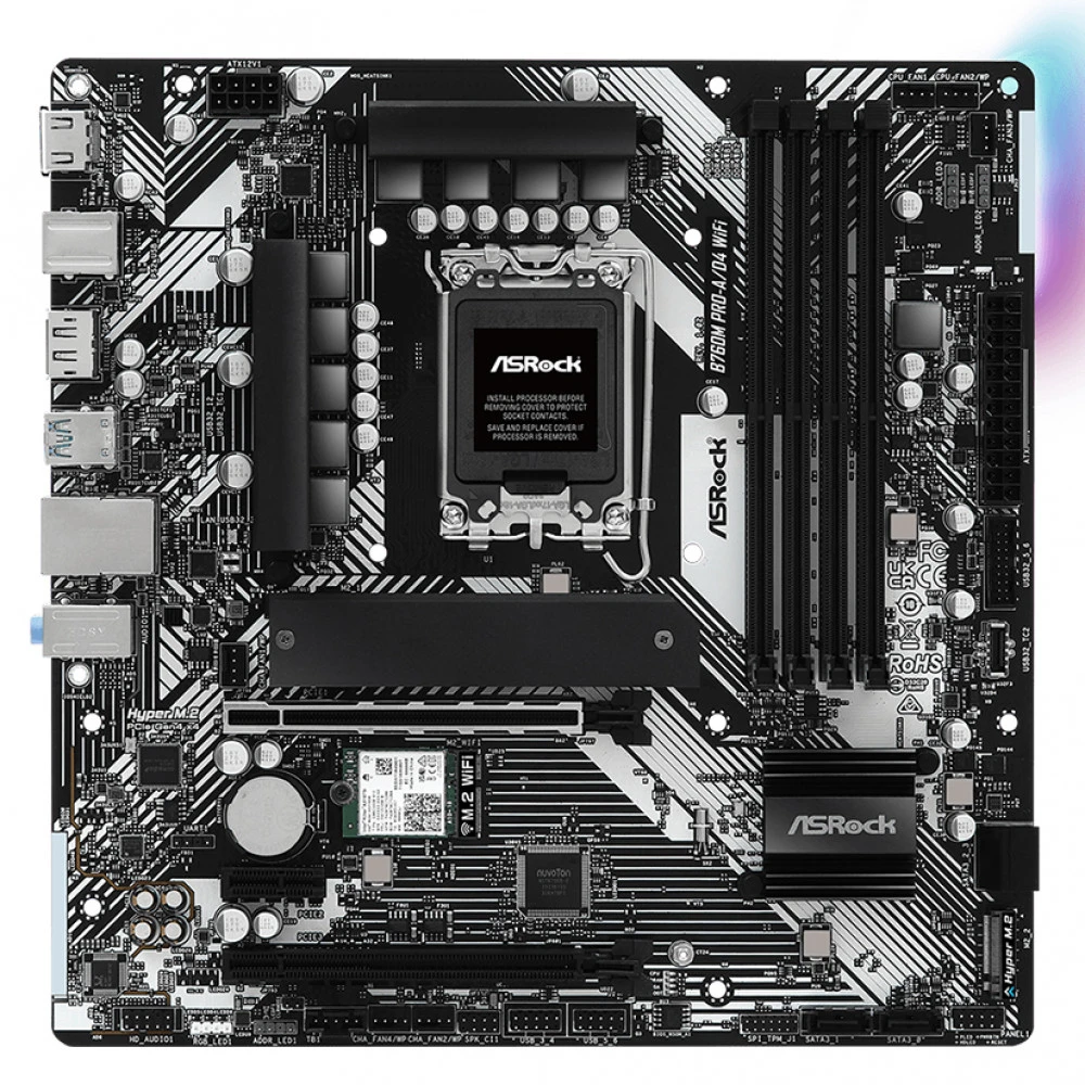 Материнская плата ASRock B760M PRO-A/D4 WIFI B760M_PRO-A/D4_WIFI Micro-ATX, LGA 1700