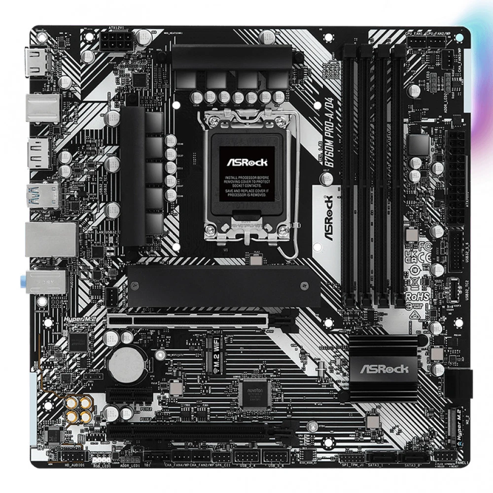 Материнская плата ASRock B760M PRO-A/D4 B760M_PRO-A/D4 Micro-ATX, LGA 1700