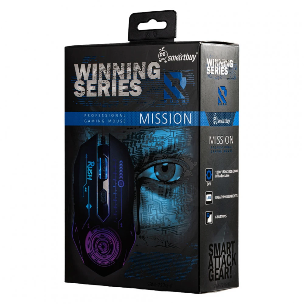 Мышь SmartBuy RUSH Mission SBM-727G-K Игровые, Проводная