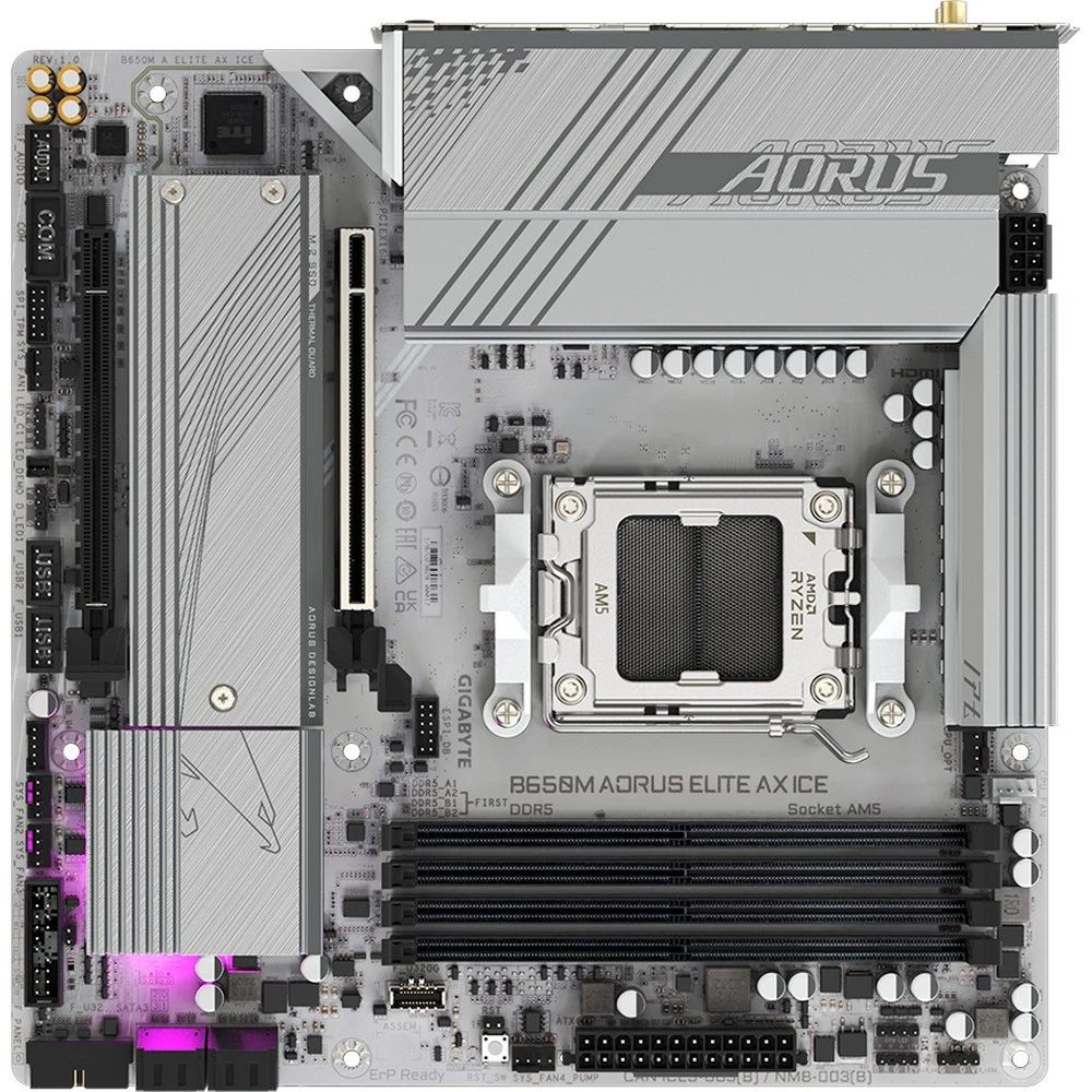 Материнская плата Gigabyte B650M AORUS ELITE AX ICE Micro-ATX, AMD AM5