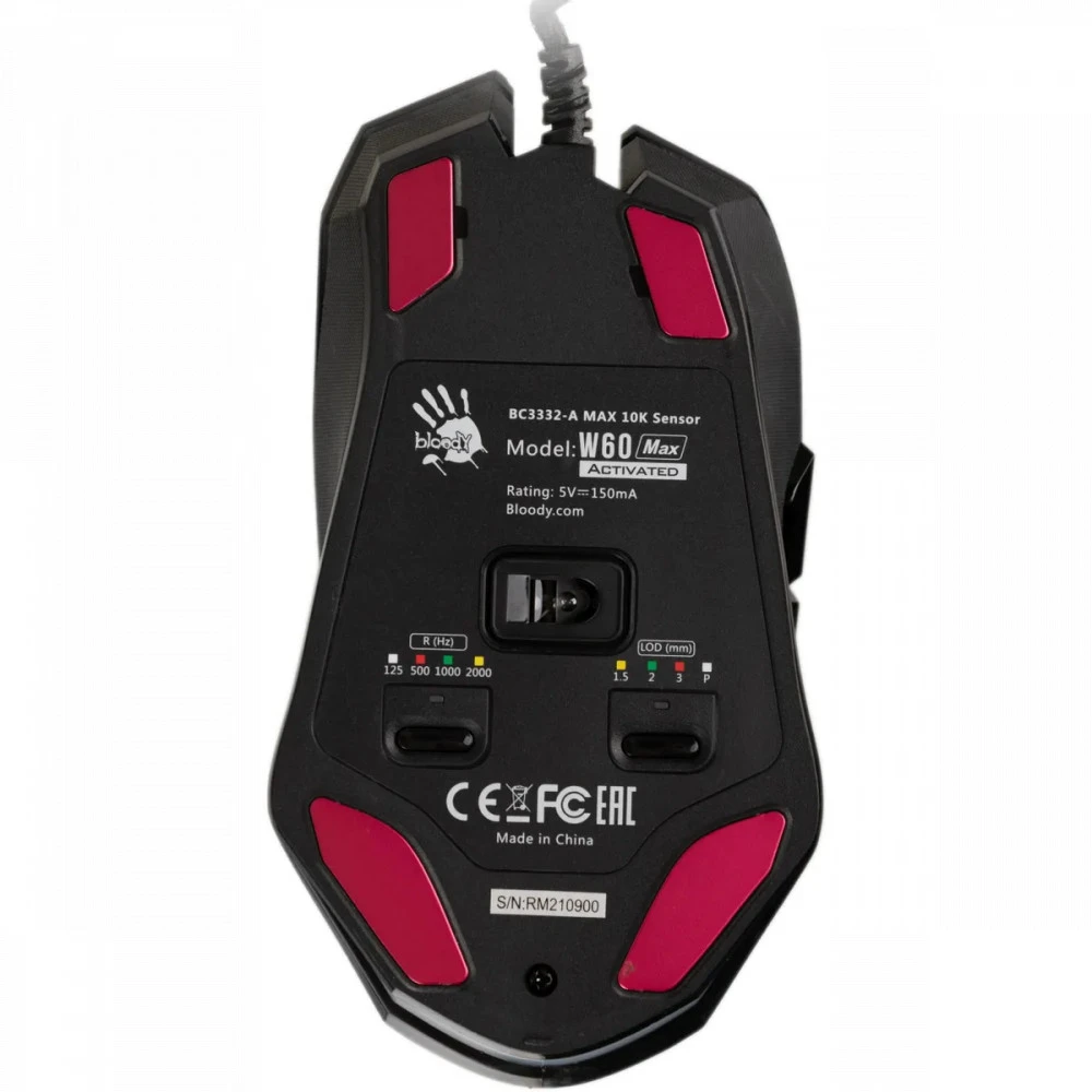 Мышь A4Tech Bloody W60-Max Stone Black Игровые, Проводная
