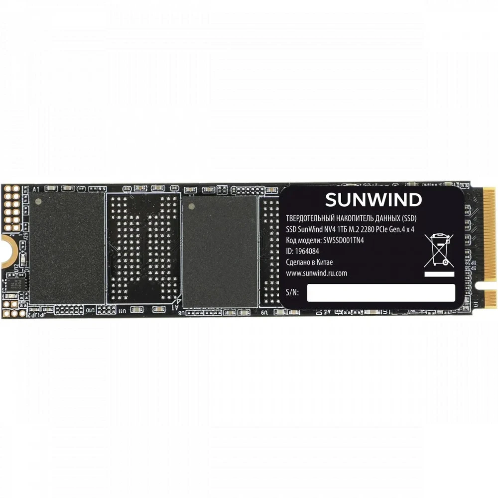 Жесткий диск SunWind SWSSD001TN4 SSD (твердотельные), 1 ТБ, M.2, PCIe