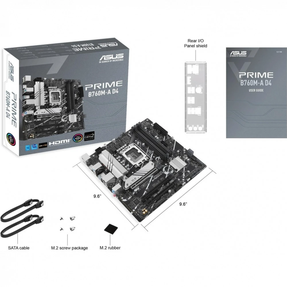 Материнская плата Asus PRIME B760M-A D4-CSM 90MB1D00-M1EAYC Micro-ATX, LGA 1700