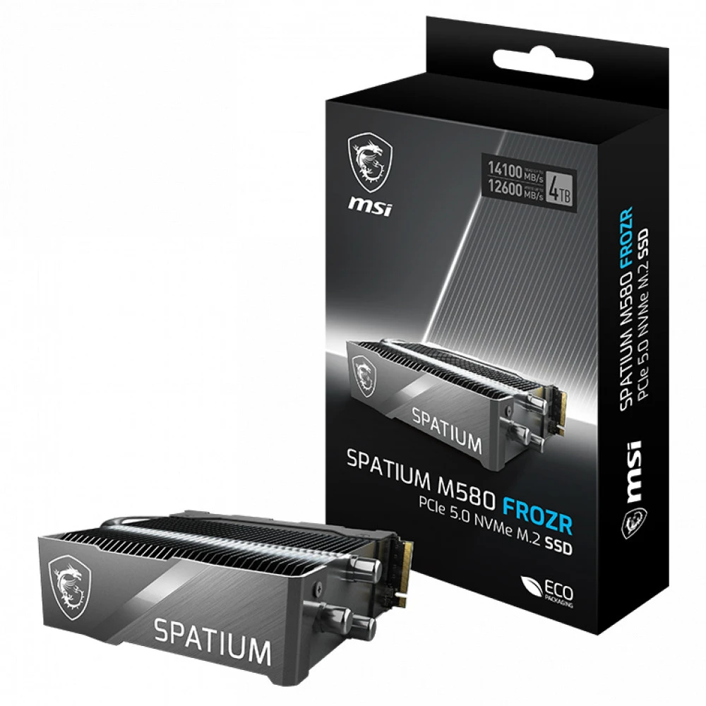 Жесткий диск MSI SPATIUM M580 PCIe 5.0 NVMe M.2 4TB FROZR SSD (твердотельные), 4 ТБ, M.2, PCIe