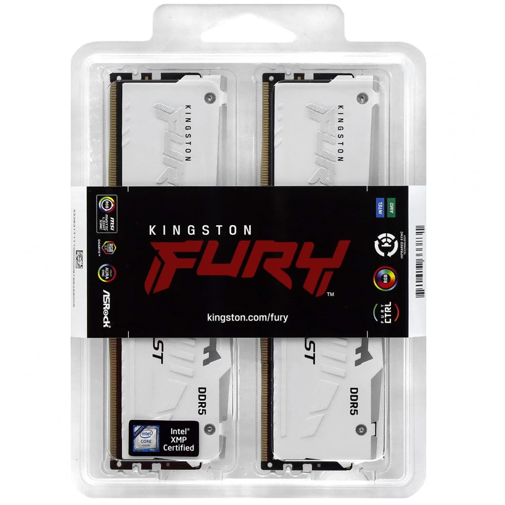 ОЗУ Kingston Fury Beast RGB KF560C30BWAK2-64 DIMM, DDR5, 64 Гб (2 х 32 Гб), 6000 МГц