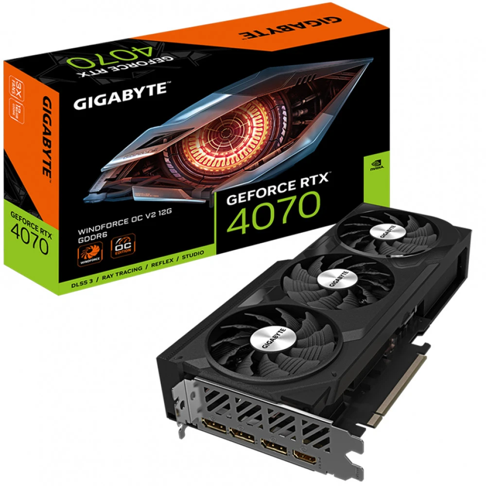 Видеокарта Gigabyte GeForce RTX4070 WINDFORCE OC V2 GV-N4070WF3OCV2-12GD 12 ГБ