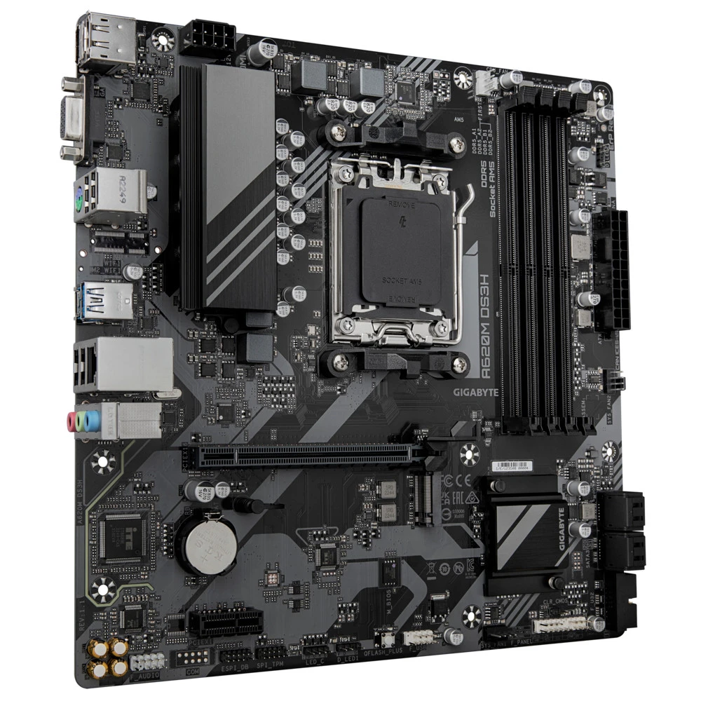 Материнская плата Gigabyte AMD A620 SAM5 MATX A620M DS3H 1.1 Micro-ATX, AMD AM5
