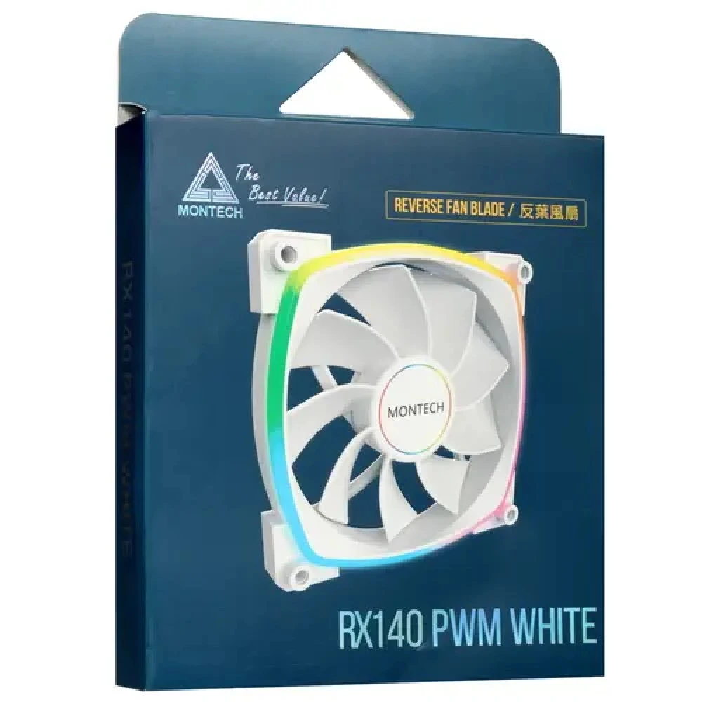 Система охлаждения Montech RX140 Reverse ARGB 140х140x25 белый RX140 PWM WHITE Для системного блока