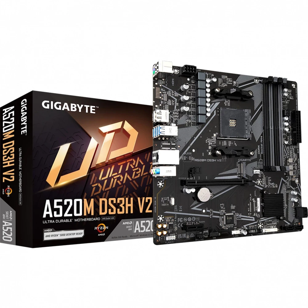 Материнская плата Gigabyte A520M DS3H V2 OEM A520M DS3H V2||oem Micro-ATX, AMD AM4